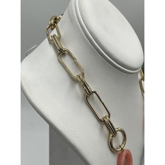 Betsey Johnson Modern Red Pink Mixed Heart & Bead Shapes Statement Necklace - Picture 16 of 16